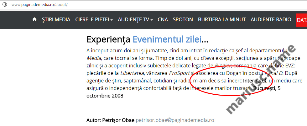 Dovezi FOTO: Digi24.ro – sursă de dezinformare? Încercând să discrediteze o parte din site-urile „fake news”, Digi24 pică în propria-i plasă paginademedia-ro-cine-este-petrisor-obae.jpg