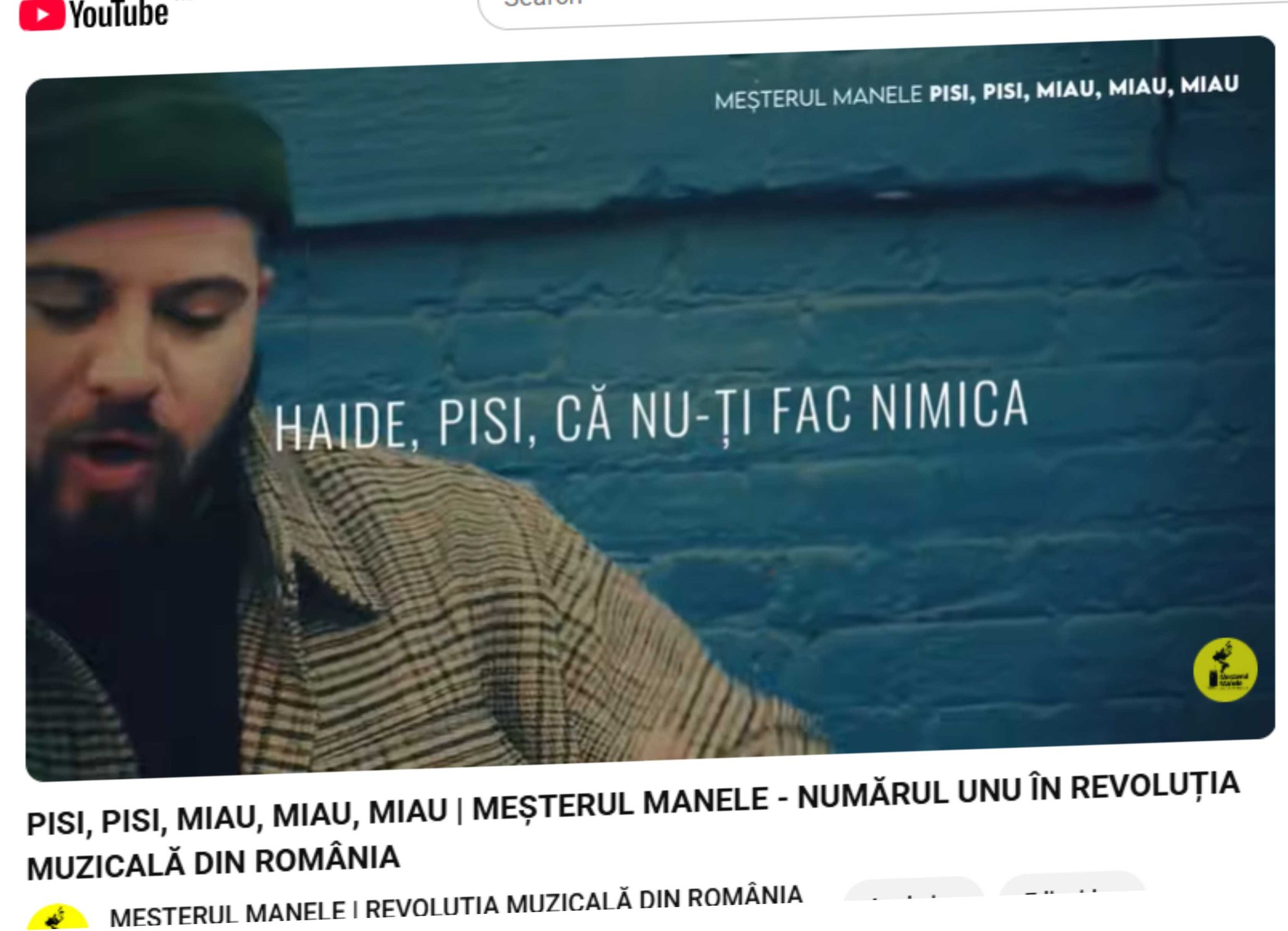 PISI, PISI, MIAU, MIAU, MIAU a intrat pe YouTube, unde vă și îndemn se mergeți ș PISI, PISI, MIAU, MIAU, MIAU a intrat pe YouTube, unde vă și îndemn se mergeți ș