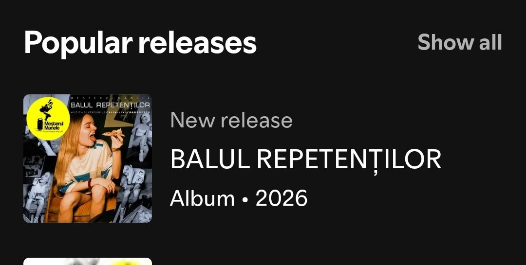 Albumul BALUL REPETENȚILOR este de azi pe Spotify, iTunes, Tidal, YT Music și ca Albumul BALUL REPETENȚILOR este de azi pe Spotify, iTunes, Tidal, YT Music și ca